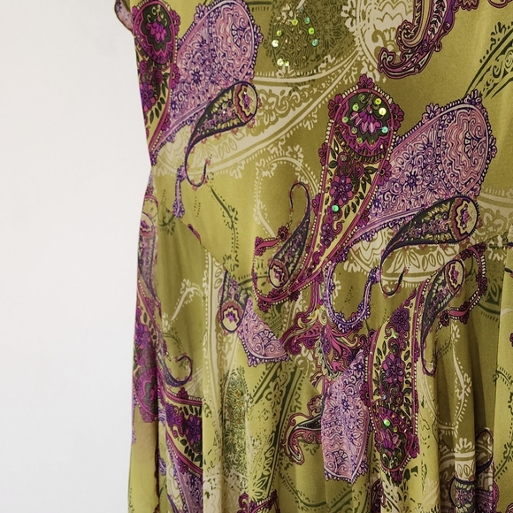 Vintage green beaded fairycore forest moss green whimsical dress - Picture 6 of 12